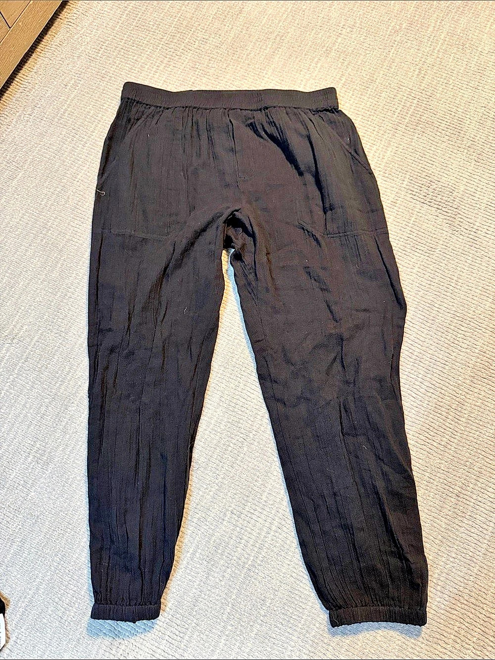 Lilla P Double-Gauze Joggers Black Cotton Pull-On Pants NWT